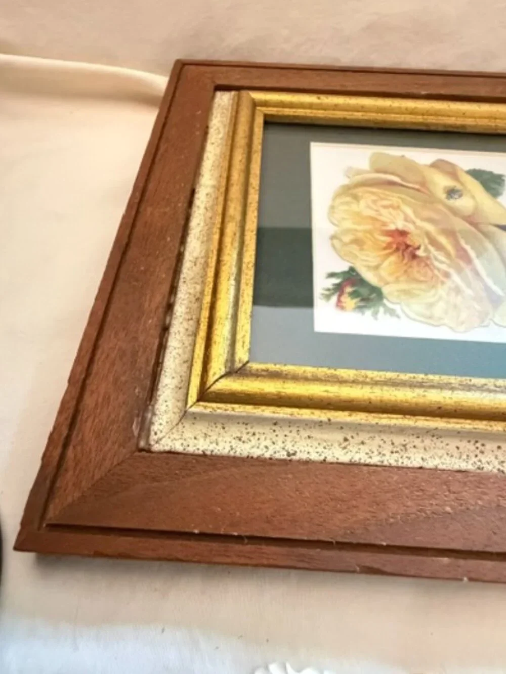 Framed Antique Yellow Paper Rose